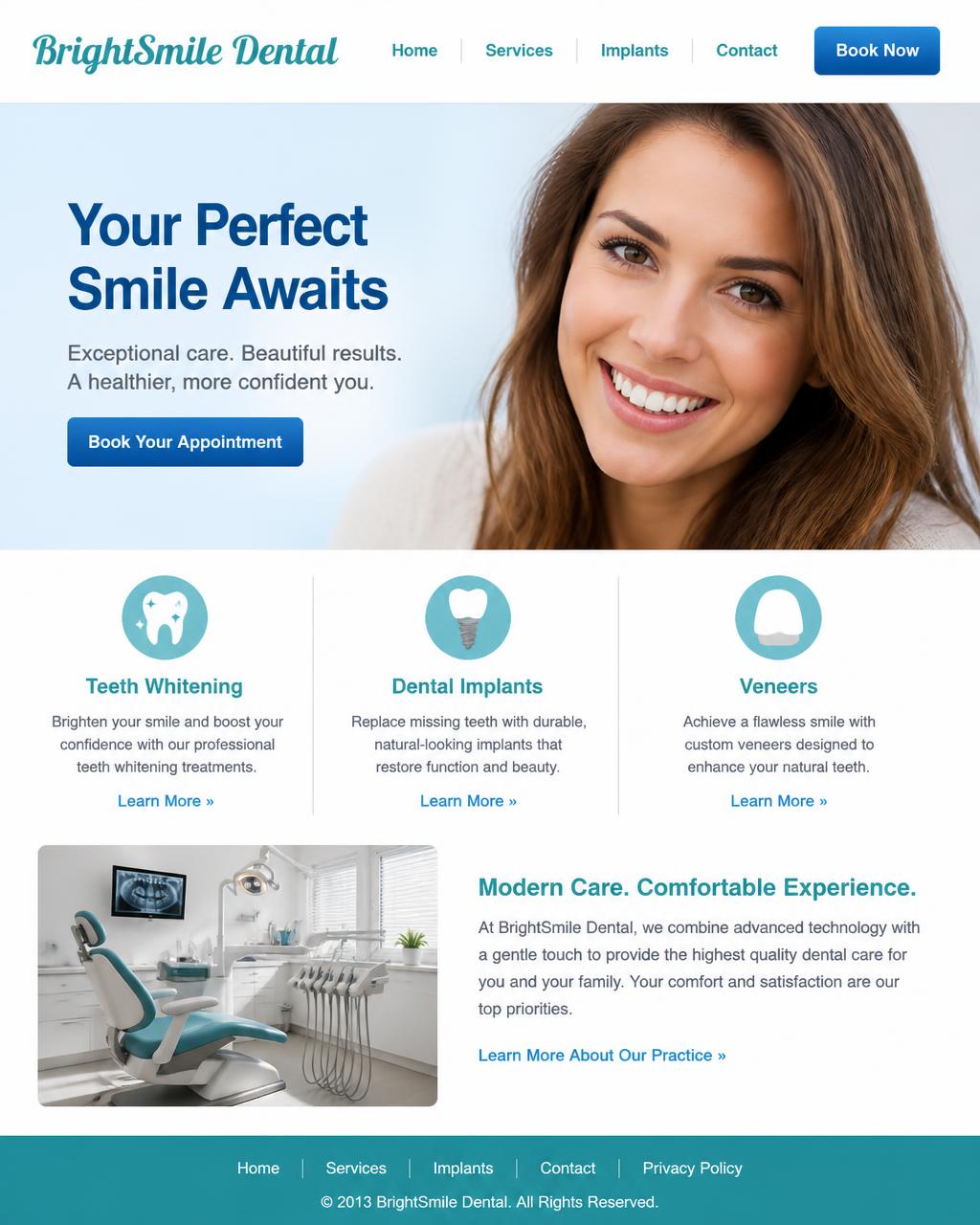 Outdated dental and implant clinic website