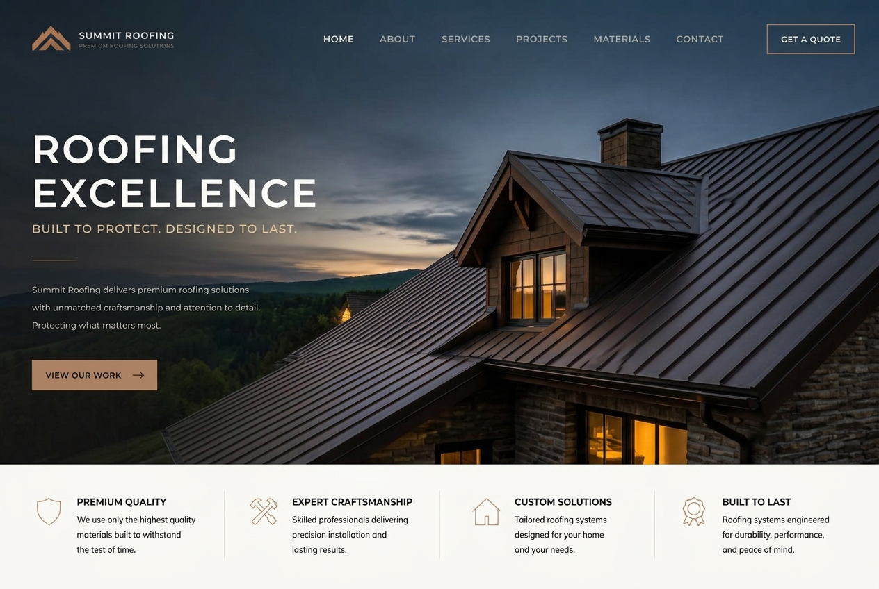 Outdated roofing company website