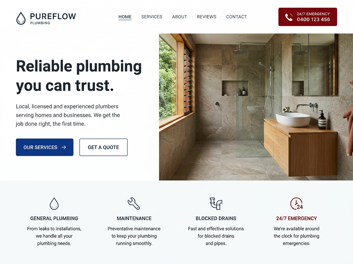 Outdated plumbing company website